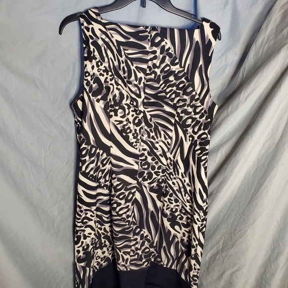 AB Studio Black White Animal Print Mini Dress Size 16 - Picture 8 of 14